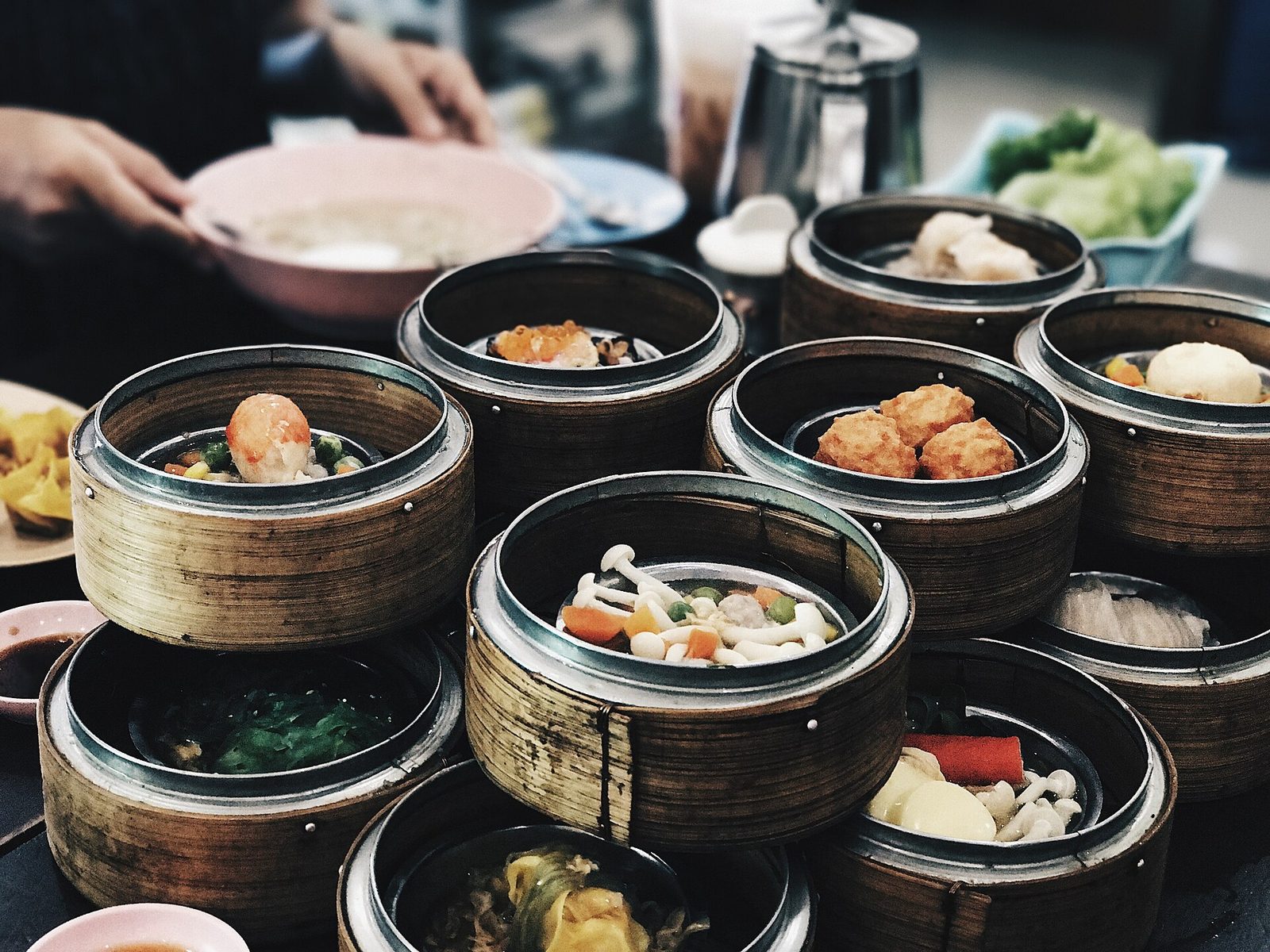 Dim sum in bamboo steamers, Guangzhou