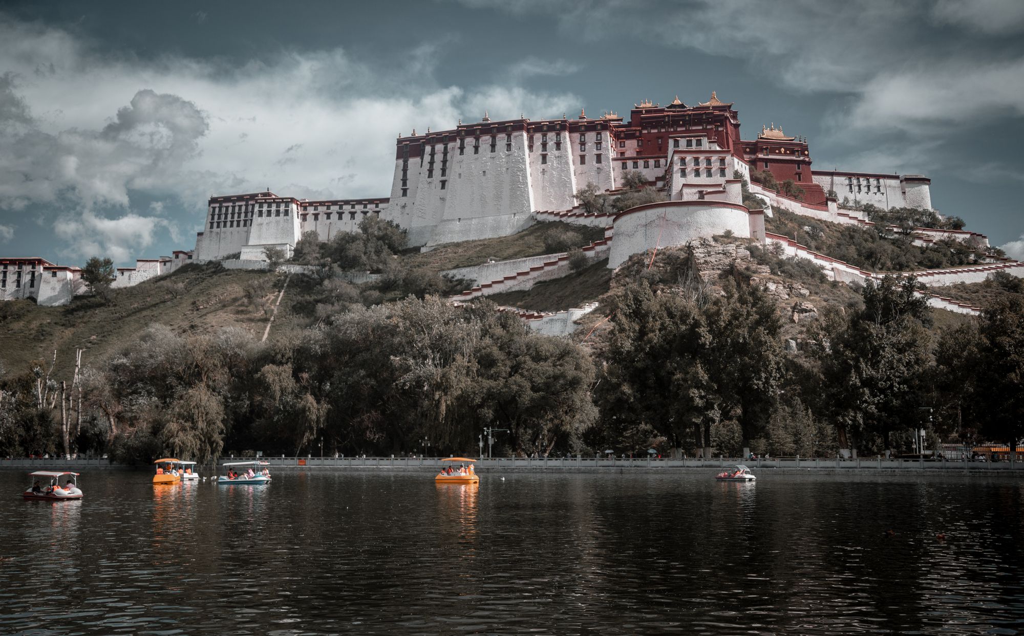 The Potala Palace reflected in a lake near Lhasa, Tibet