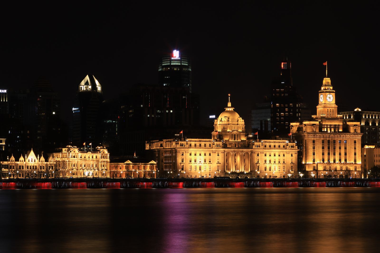 Shanghai skyline across the Huangpu at first light